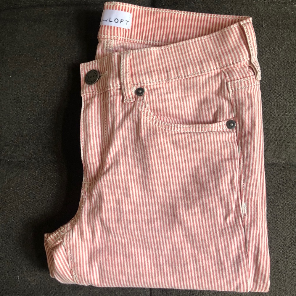 Red and white striped jeans